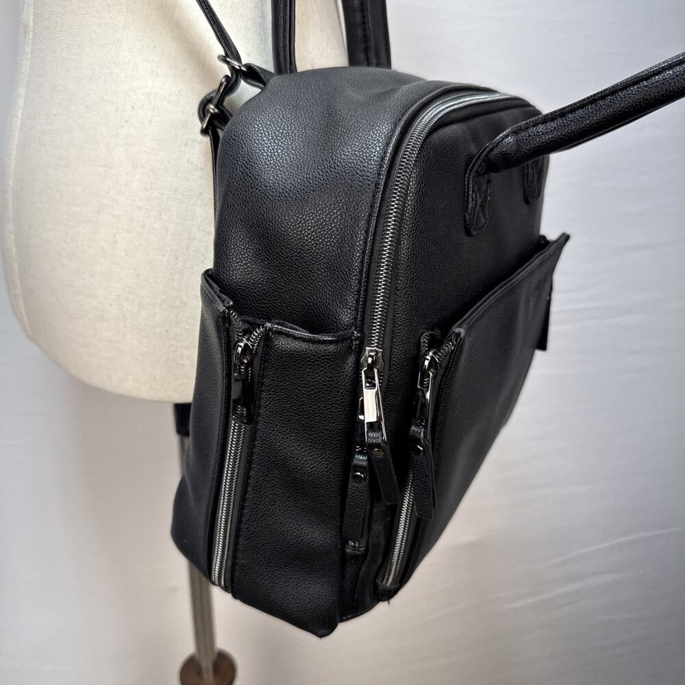 Ayla & Co Mini Bag Black Transitional Minimal Diaper Bag Backpack Vegan Leather - Picture 5 of 14